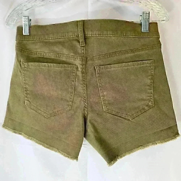 Express Olive Brown Mid Rise Shortie, Soft Stretch Denim, Size 2 - Picture 2 of 8